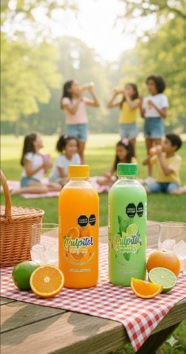 Familia disfrutando Pulpitol en un picnic